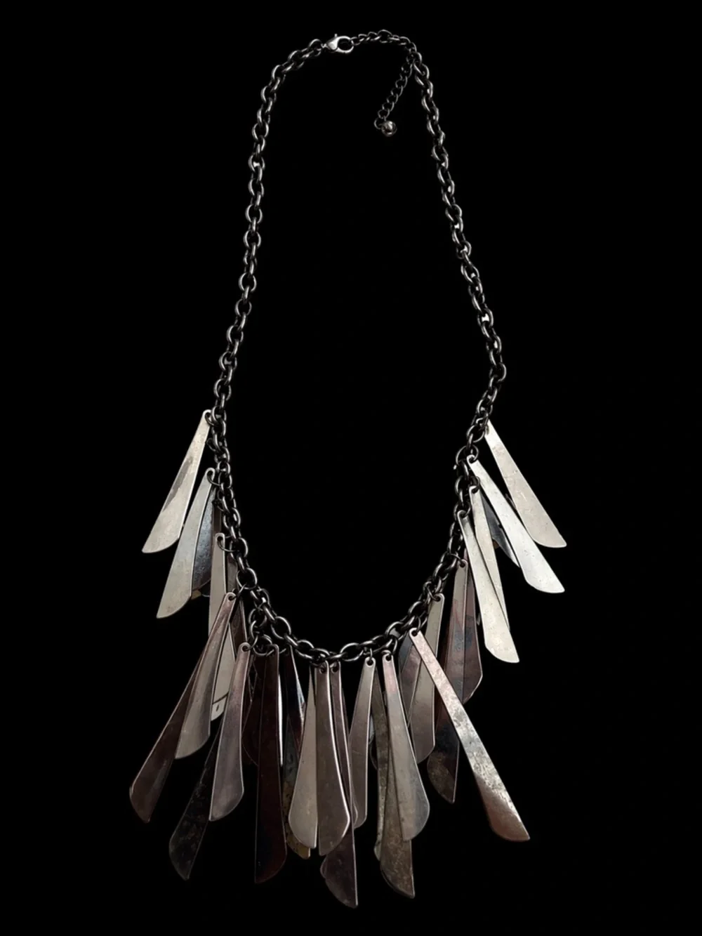 Vintage Native Inspired Silver Tone Bib Necklace